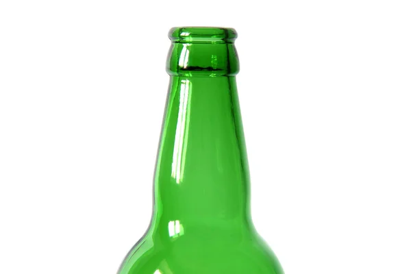 Glazen Fles Een Witte Achtergrond Lege Fles Groene Fles Een — Stockfoto