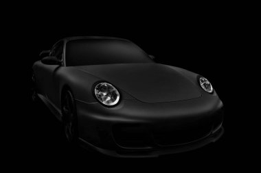 Luxury car. Black car on a black background. clipart