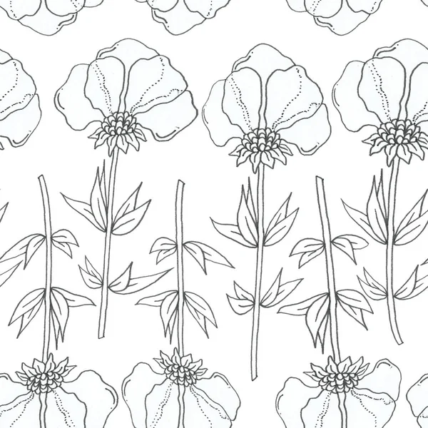 Flowers Pattern White Background — ストック写真