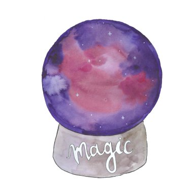 Sihirli top suluboya. Cadılar Bayramı. mor ve kırmızı