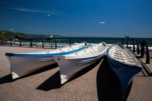 Pohled Lodě Moře Looe Cornwall Anglie — Stock fotografie