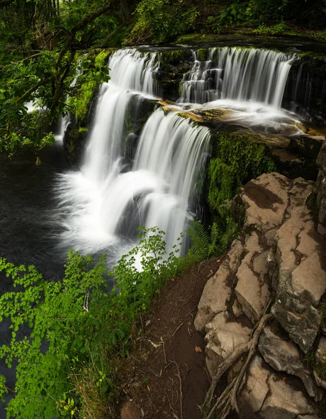 Sgwd Pannwr Waterfall Parku Narodowym Brecon Beacons Walii — Zdjęcie stockowe