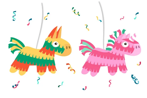 Unicórnio Pinata Burro Pinata Desenhos Animados Ilustração Vetorial Isolado Fundo — Vetor de Stock