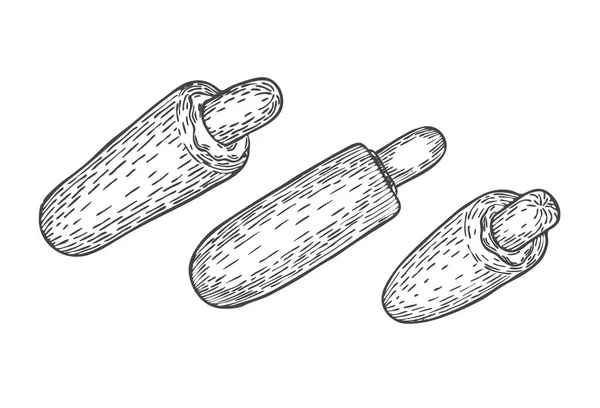 Francuski Hot Dogi Zestaw Szkic Ciągnione Graficzny Strony Pod Różnymi — Wektor stockowy