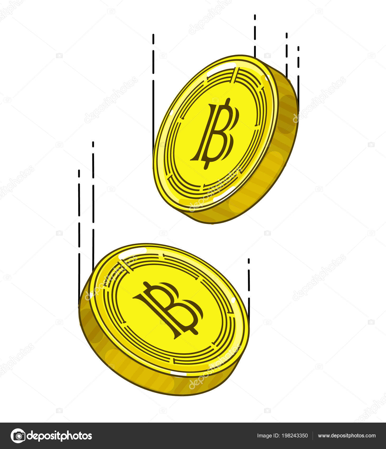 Bitcoins Falling Air Sketch Outlined Graphic Golden Coins Illustration  Stock Vector by ©marinaionova 198243350