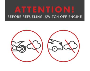 Benzin istasyonları için motoru poster kapama dikkat