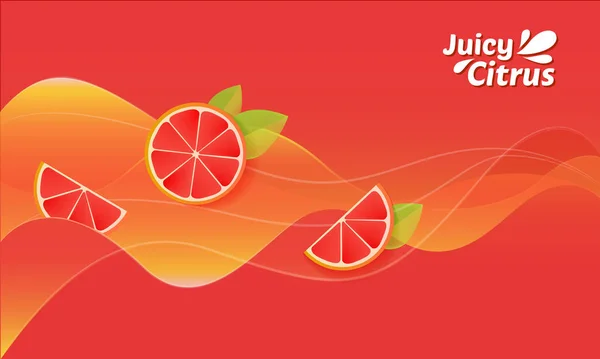 Fondo rojo brillante con pomelos — Vector de stock