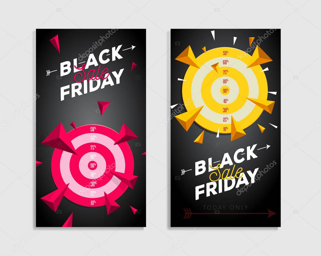 two Black Friday flyer templates with target as key visual with discount numbers on it with big typography