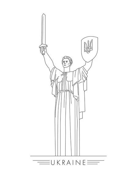 Estatua Patria Kiev Ucrania Ilustración Gráfica Lineal — Archivo Imágenes Vectoriales
