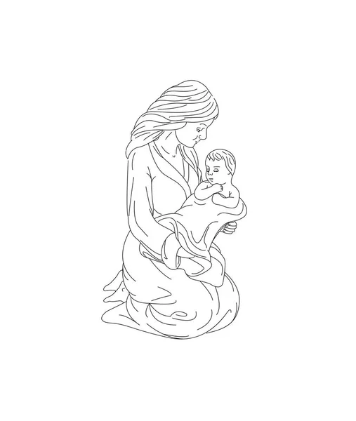 赤ちゃん子供を持つお母さん — ストックベクタ