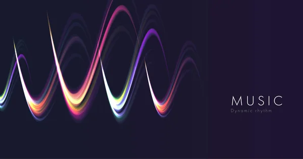 Music Sound Wave Abstract Background Glowing Curve Dark Backdrop — Stock Vector