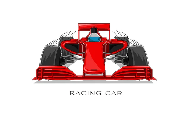 Racing Sport Car Driver Linear Illustration Front View Speed Race — Stock Vector