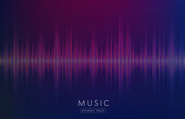 Music Waves Abstract Form Glowing Lines Dark Background — Stock Vector