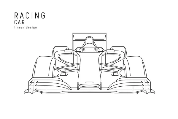 Závodní Auto Lineární Ilustrace Závodník Izolované Skica Bílém Pozadí — Stockový vektor