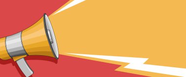 megafon ve konuşma ses dalgası ile afiş