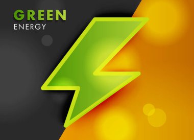 Parlak modern zemin üzerinde elektro güç, yeşil enerji sembolü
