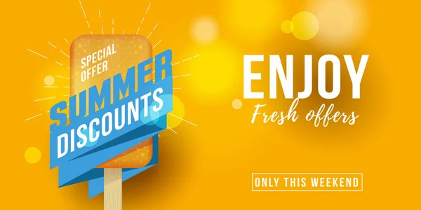 Sonderangebot Sommerverkauf Werbebanner Etikett mit Eiscreme Design-Element und Typografie — Stockvektor