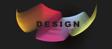 Dairesel şekle bünyesine bükülmüş renkli çizgiler, geometrik tasarım elenent, soyut arka plan