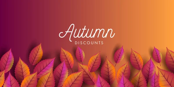 Autumn Fall kortingen banner lay-out met herfst bladeren — Stockvector