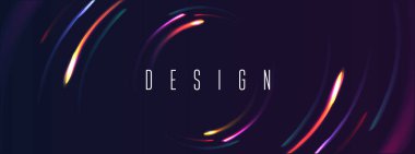 Karanlık uzayda daire şekline göre hareket eden hareket halindeki Neon ışıkları, kıvılcımlı parlak ışık grafiği