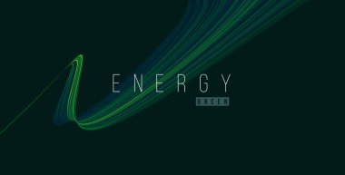 Yeşil enerji çizgisinin soyut tasarım elemanı desen çizgisi eğrisi, pürüzsüz akışkan şekil, duvar kağıdı kapağı, dinamik bileşim