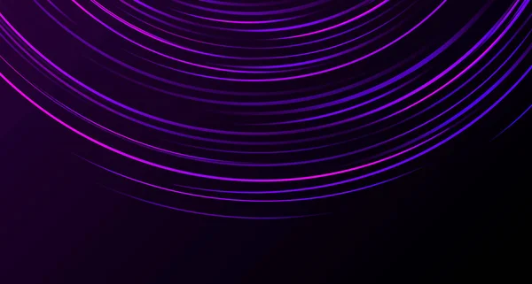 Linie promieniowe tworzące abstrakcyjną falę magnetyczną, niebieskie i fioletowe kolory na ciemnym tle, projekt okładki prezentacji — Wektor stockowy