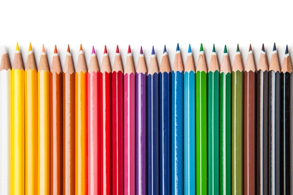 Crayons Couleur Isolés Sur Fond Blanc Gros Plan — Photo