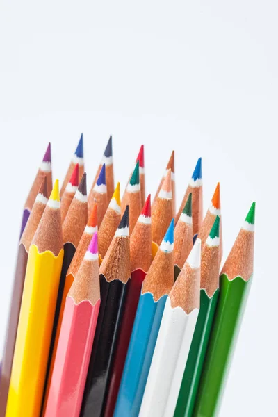 Colour Pencils Isolated White Background Close Stock Image