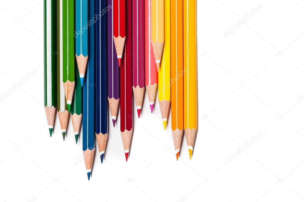 Colour pencils isolated on white background 