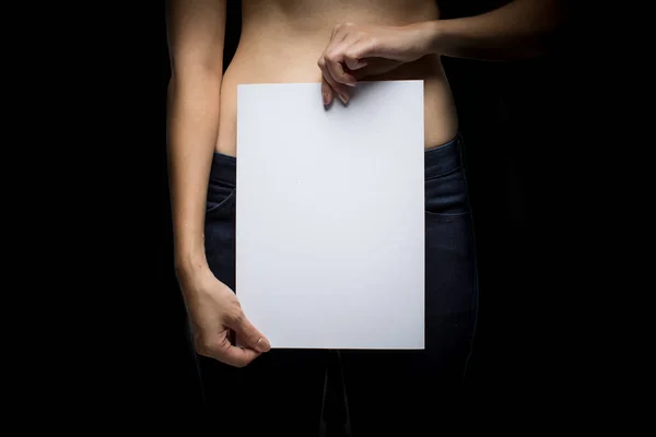 Femme Seins Nus Avec Espace Vide Concept Photo Agression Sexuelle — Photo