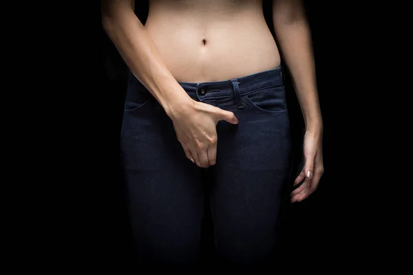 Femme Sans Seins Action Photo Concept Agression Sexuelle — Photo