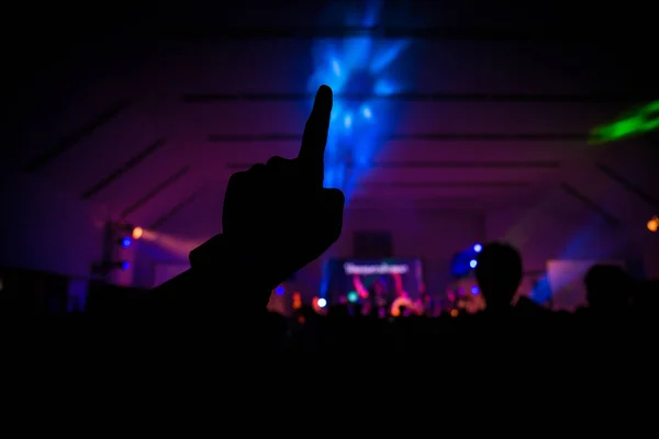 Christian Music Concert Raised Hand — Stock Photo, Image