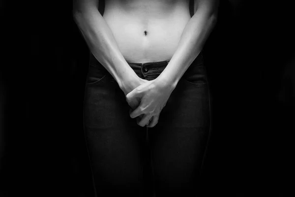 Mujer Acción Topless Foto Conceptual Agresión Sexual — Foto de Stock
