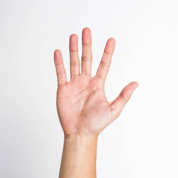 Männliche Hand Grüßt Isoliert Auf Weiß — Stockfoto