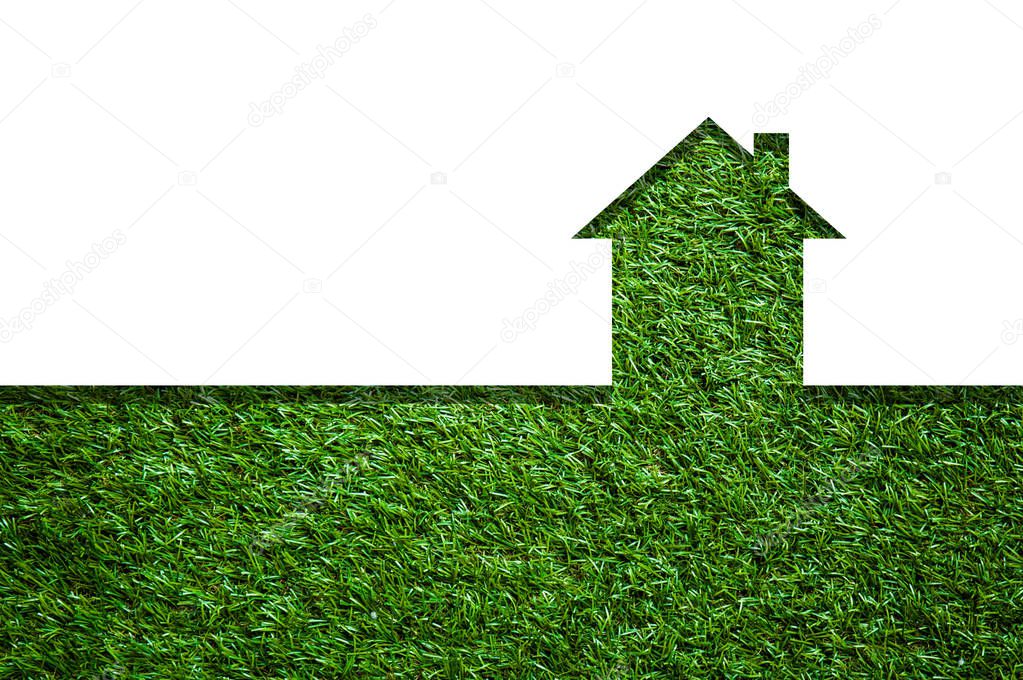 graphic shape of House in green field