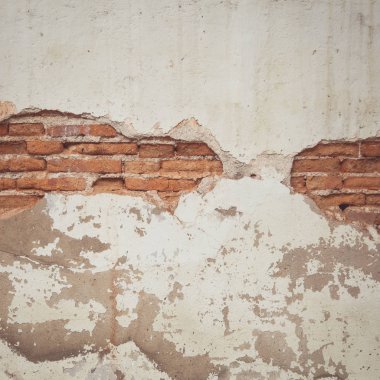 Arka plan doku kırık sıva ile tuğla duvar Vintage sesi