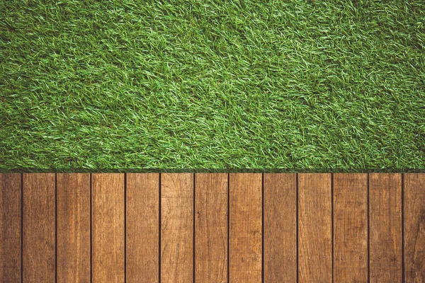 Vintage Tono Madera Con Fondo Hierba Verde —  Fotos de Stock