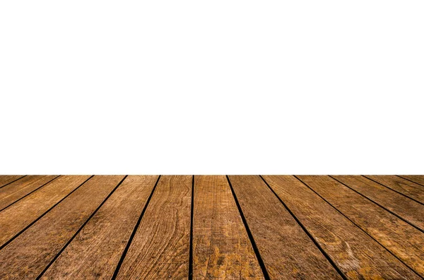 Beyaz arkaplanda tahta masa üstü