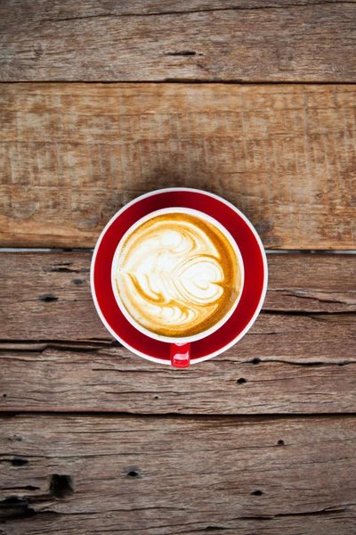 Красная Чашка Кофе Деревянном Столе — стоковое фото