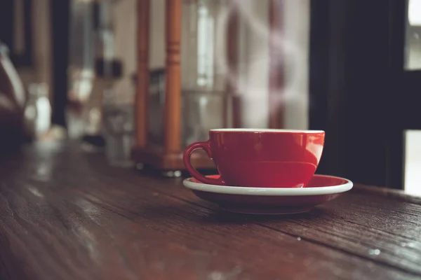 Винтажный Тон Чашки Кофе Чая Столе — стоковое фото