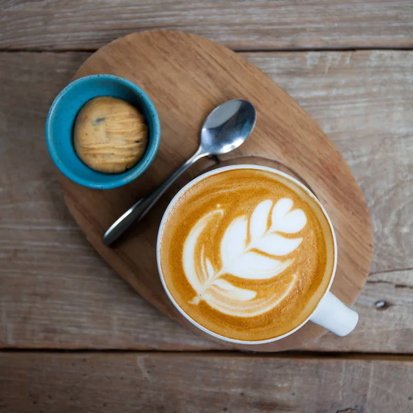 Чашка Кофе Печенье Винтажном Цвете Кафе — стоковое фото