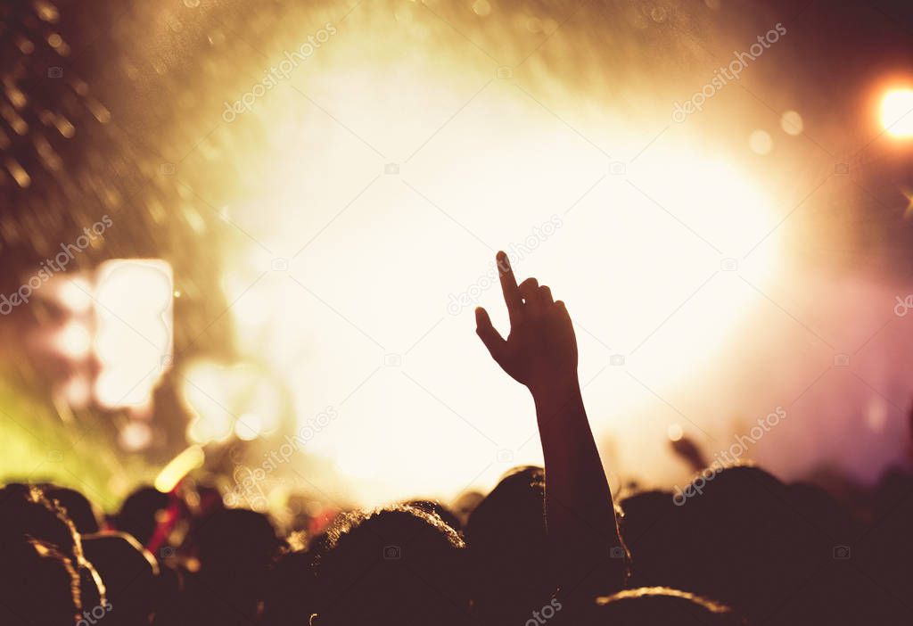 Vintage tone of people celebrating on an open air silhouettes