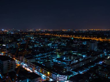 Bangkok gece cityscape.