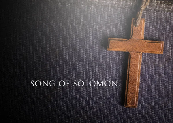 Uma cruz com o livro bíblico de Salomão — Fotografia de Stock