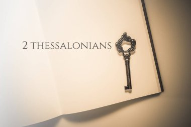 Vintage tone the bible book of 2 Thessalonians clipart