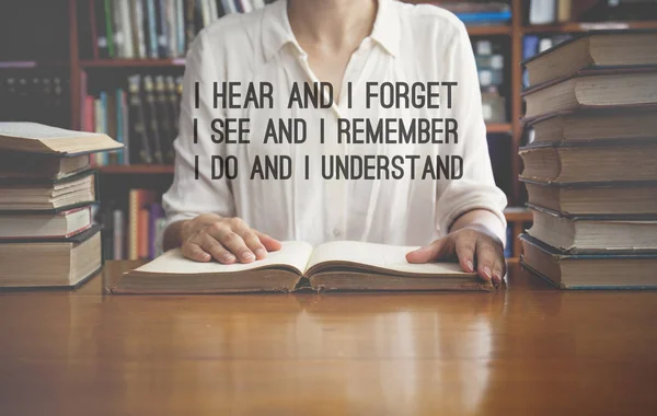 Vintage tone of Reading a book concept with words — Stock Photo, Image