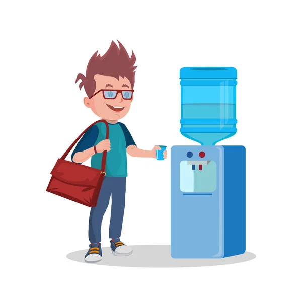 Vektor Wasserkühler und Mann mit Tasse — Stockvektor