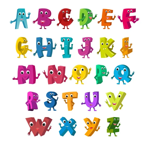 Cartoon Vector Illustration of Funny Capital Letters Alphabet — Stock Vector