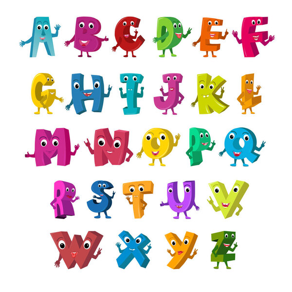 Cartoon Vector Illustration of Funny Capital Letters Alphabet