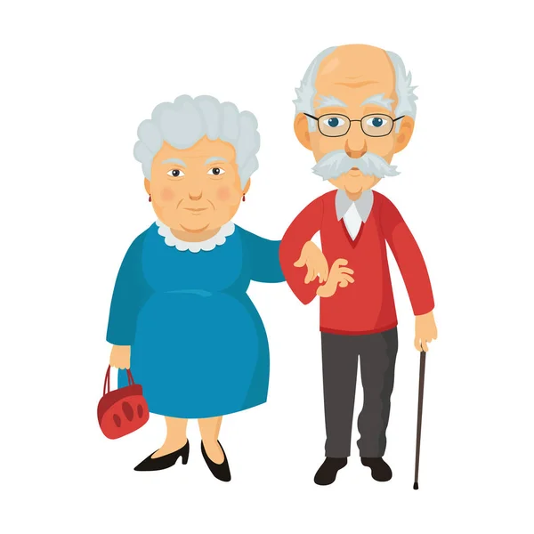 Des vieillards souriants debout. Grand-mère et grand-père ensemble . — Image vectorielle